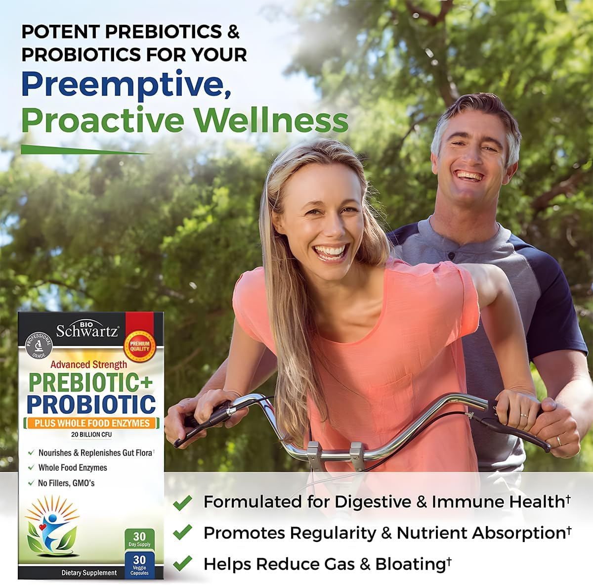 Advanced Prebiotics & Probiotics for Women & Men, 30 Capsules