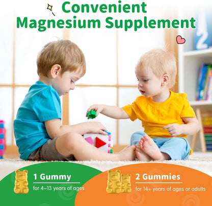 Magnesium Gummies for Kids - Magnesium Glycinate Supplement with L-Theanine, Vitamin B6, D3 for Adults & Kids, Calm Magnesium for Sleep, Relaxation, Brain, Bones, Orange & Pineapple