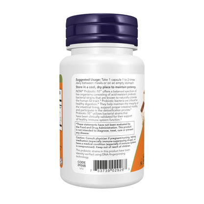 NOW Foods Supplements, Probiotic-10™, 25 Billion, with 10 Probiotic Strains, Dairy, Soy and Gluten Free, Strain Verified, 100 Veg Capsules