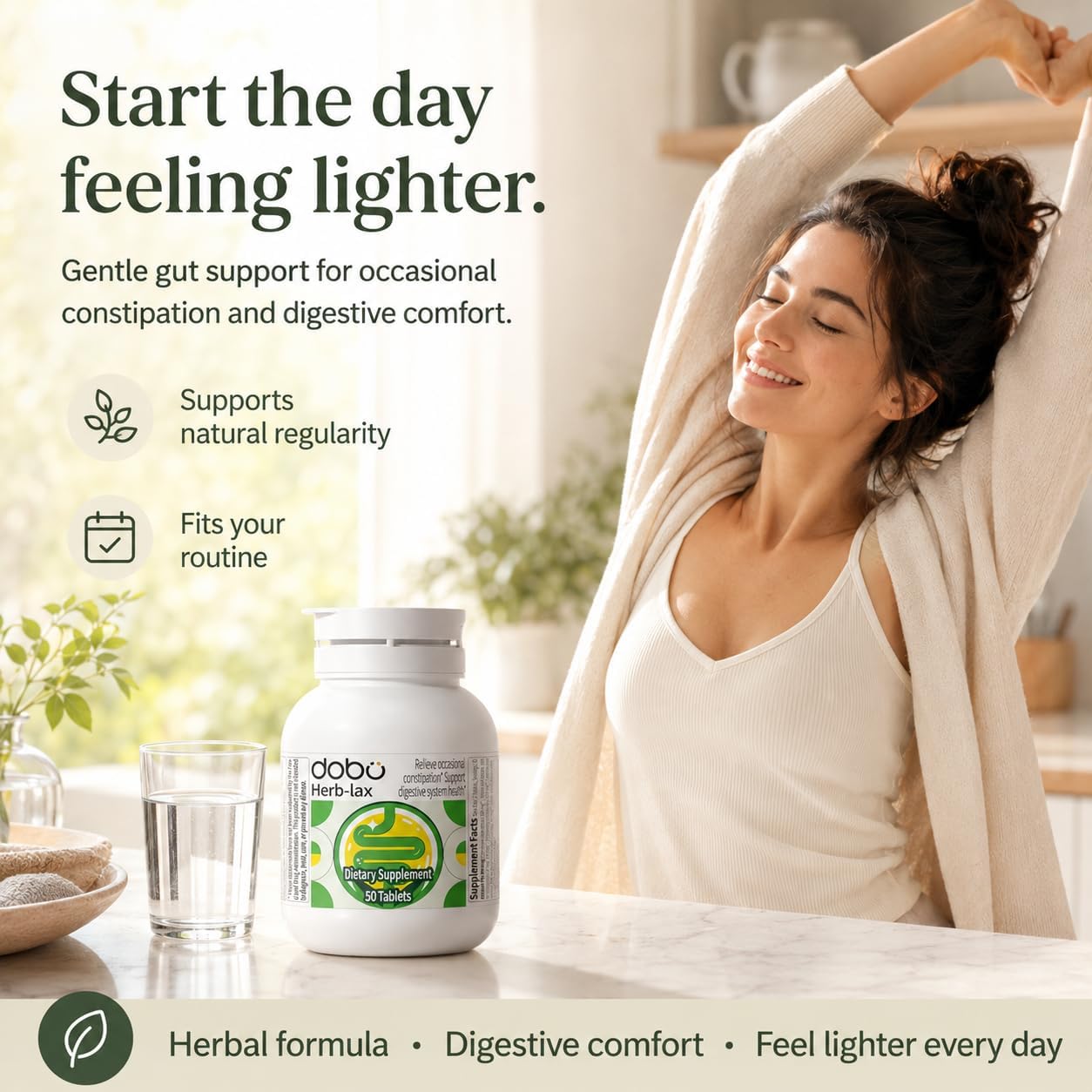 DOBO Senna Laxative Tablets for Constipation Relief,Gentle Herbal Lax | Stool Softener with Overnight Relief, Natural Formula,50 Count