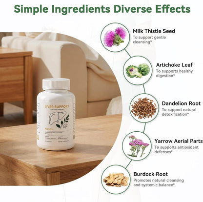 Liver Health Support Supplement, 5 Natural Herbal Blend for Daily Liver Care, 120 Capsules