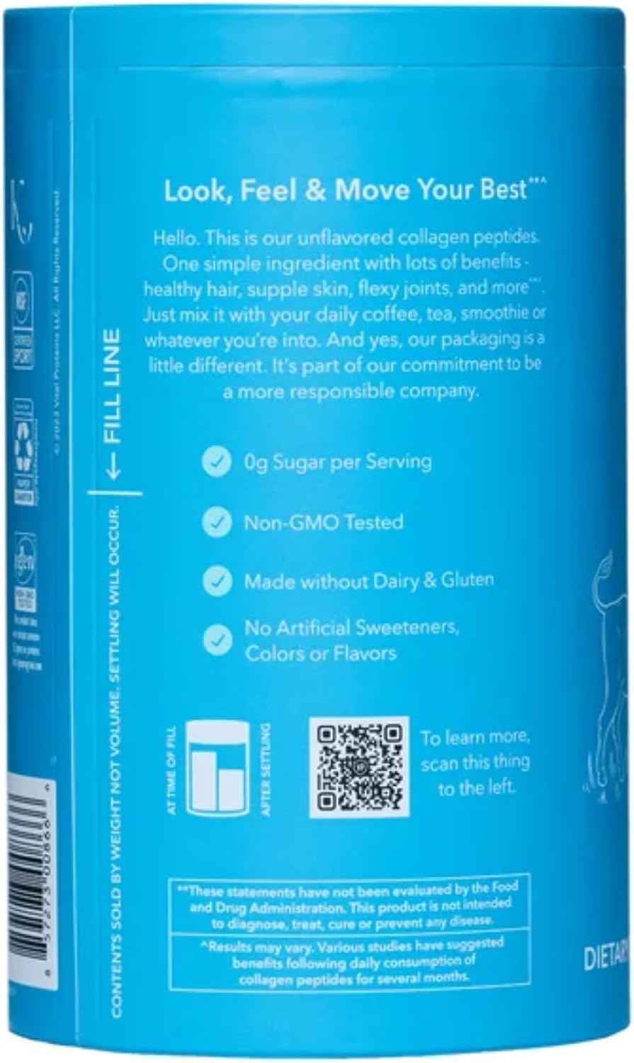 Vital Proteins Natural Whole Nutrition Collagen Peptides - Pasture Raised, Grass Fed, Paleo Friendly, Gluten Free, Single Ingredient - 24 Ounce