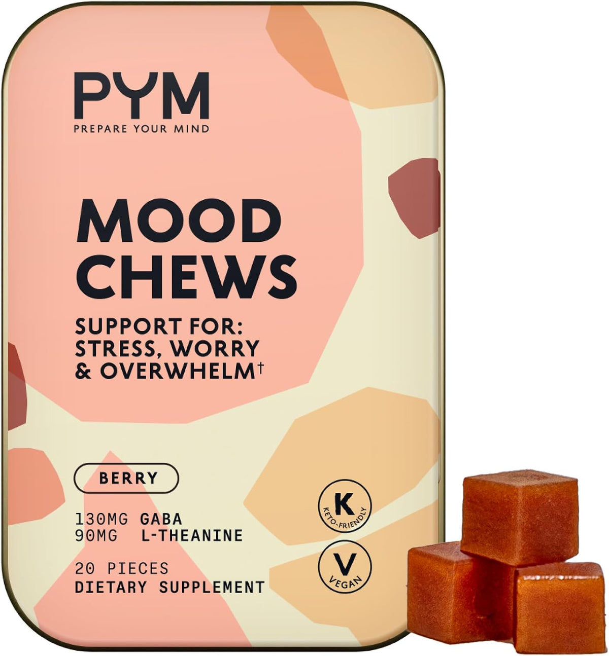 PYM Berry Mood Chews (20 Count) | Stress & Mood Support Supplement