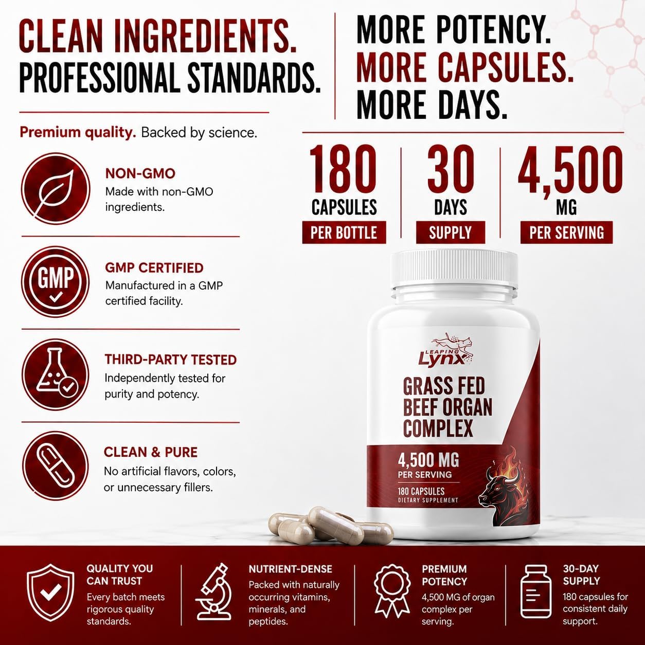 Grass Fed Beef Liver Capsules 4,500 mg – Desiccated Beef Liver Supplement – 180 Liver Capsules – Grassfed Beef Organ Supplement – Energy, Iron & Ancestral Whole Food Support – Non-GMO, ISO-Certified