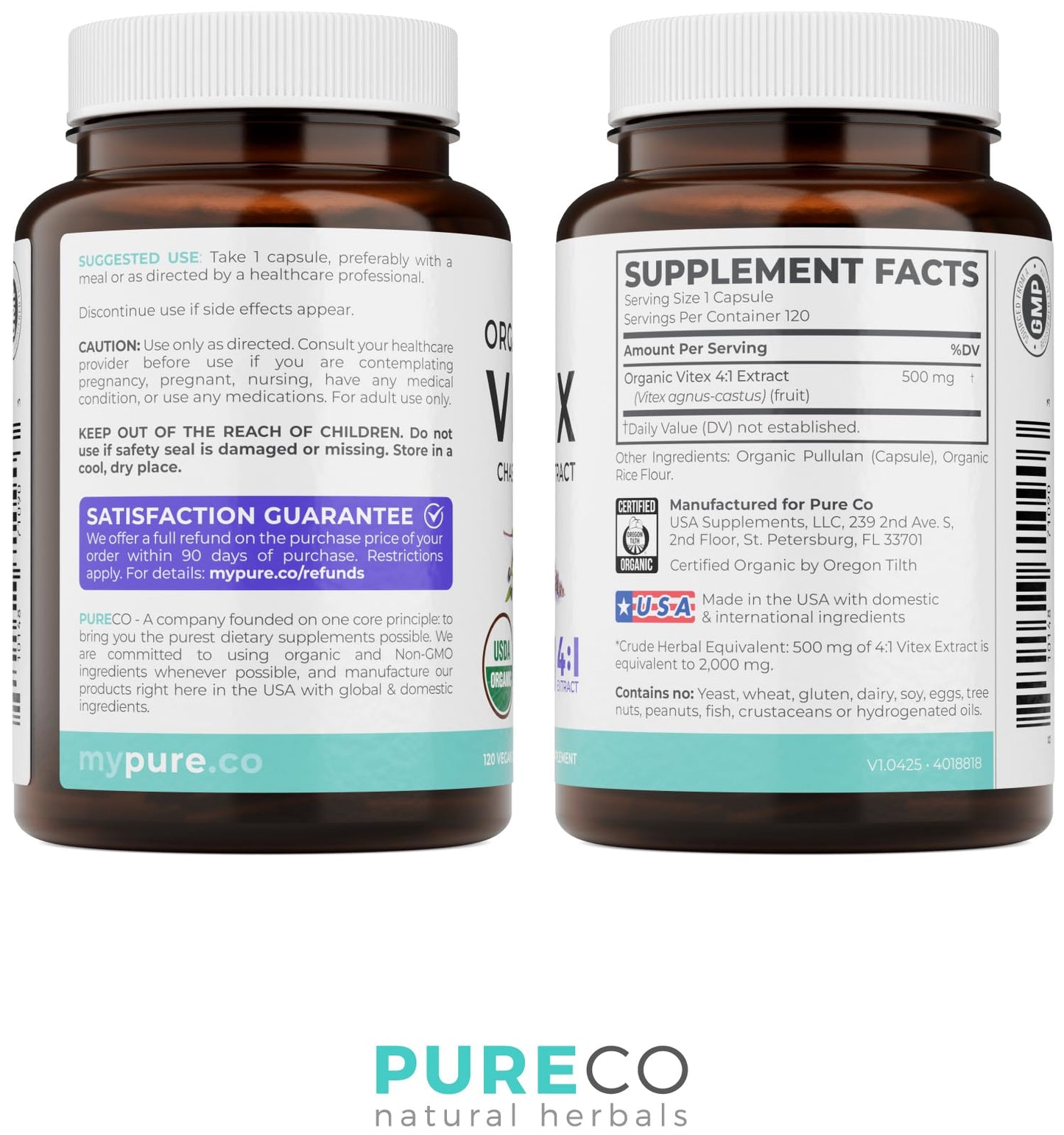 Organic Vitex Chasteberry Supplement for Women - High Strength Chaste Tree Berry Extract Supports Hormone Balance for Women from PMS to Menopause - Filler Free Vegan & Non-GMO (2 Month Supply)
