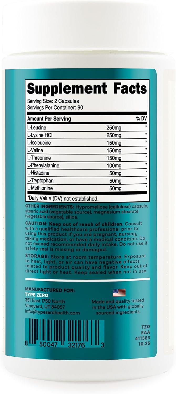Type Zero Clean EAA (1,200mg) 180 Capsules, 90 Servings, GMO-Free
