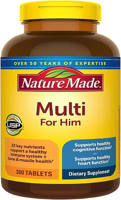 Nature Made Multivitamin for Him, Mens Multivitamins with No Iron, Daily Nutritional Support, Nature Made Multi Mens Vitamins & Minerals, 300 Tablets, 300 Day Supply