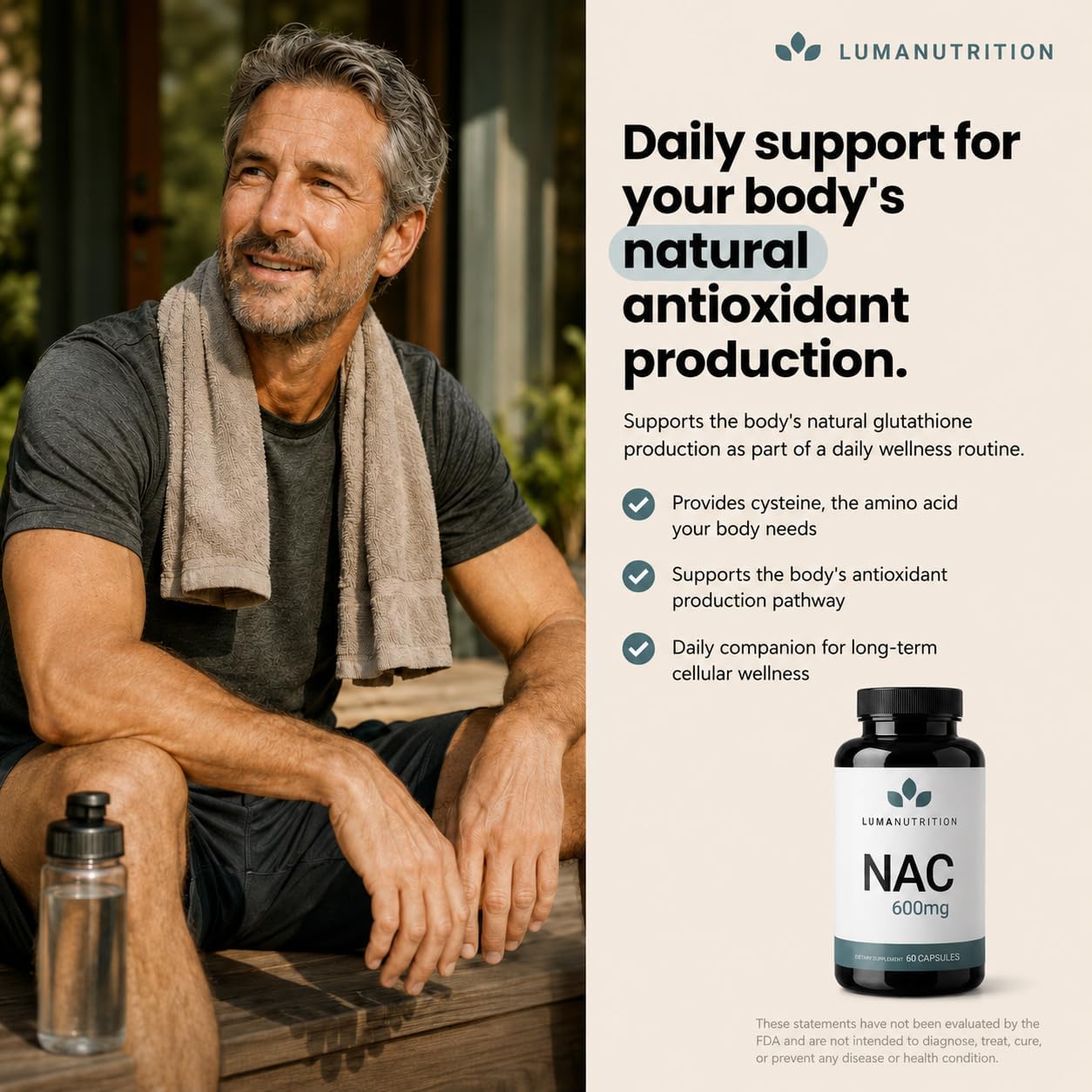 Luma Nutrition NAC Supplement N-Acetyl Cysteine 600 mg - 60 Capsules