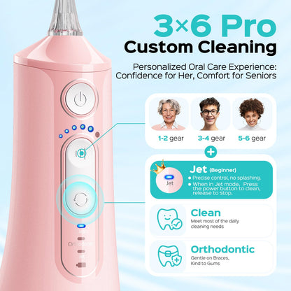 COSLUS ADA Accepted C51 Water Dental Flosser, 3 Modes 6 Pressure, White