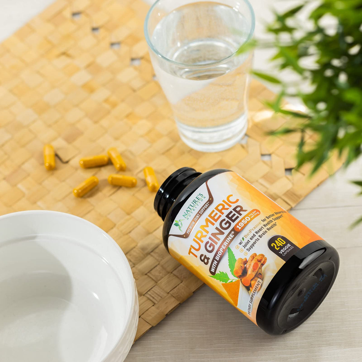 Turmeric Curcumin with BioPerine & Ginger 95% Standardized Curcuminoids 1950mg