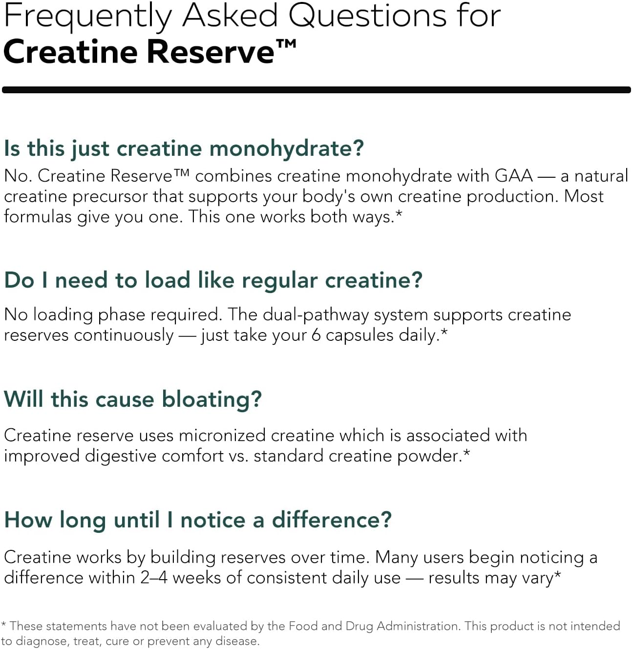 Creatine Reserve™ - Creatine Monohydrate Plus GAA for Mind, Muscle & Energy Support - Dual Pathway Delivery Creatine Supplement for Women & Men - Active B Vitamins & Taurine, Non-GMO (1 month supply)