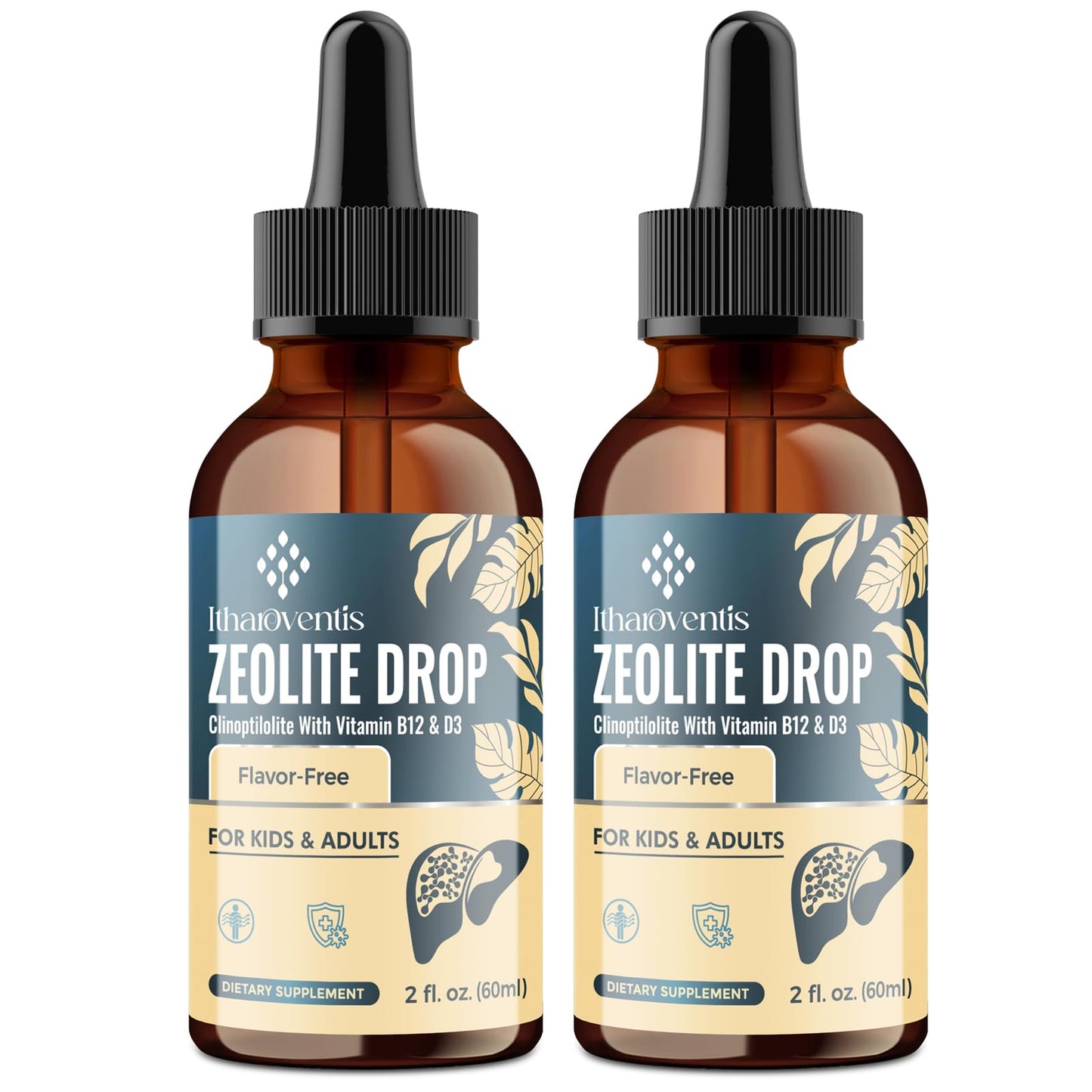 Itharoventis Clinoptilolite Zeolite Drops with B12 & D3, 2 Fl Oz | Liquid mineral formula with methyl B12 and vitamin D3