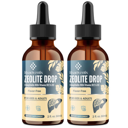 Itharoventis Clinoptilolite Zeolite Drops with B12 & D3, 2 Fl Oz | Liquid mineral formula with methyl B12 and vitamin D3