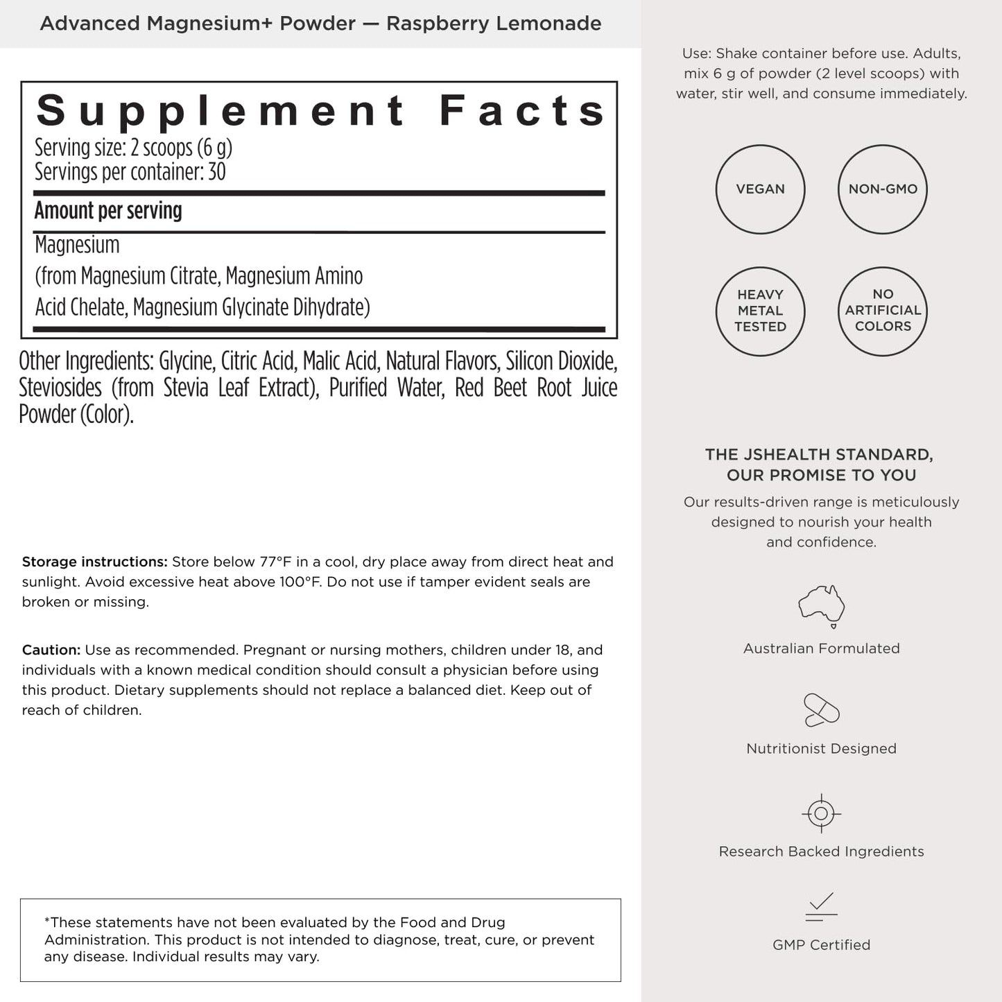 JSHealth Magnesium Supplement for Sleep. 400mg Triple-Form Glycinate | Made with Citrate, Amino Acid Chelate Developed By Nutritionist Jessica Sepel