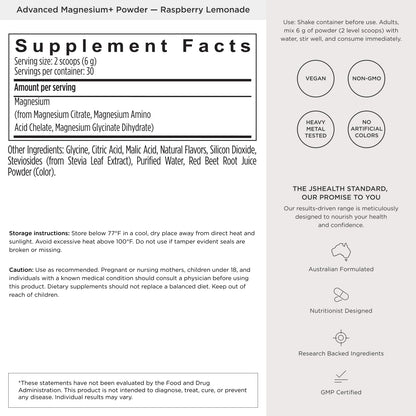 JSHealth Magnesium Supplement for Sleep. 400mg Triple-Form Glycinate | Made with Citrate, Amino Acid Chelate Developed By Nutritionist Jessica Sepel