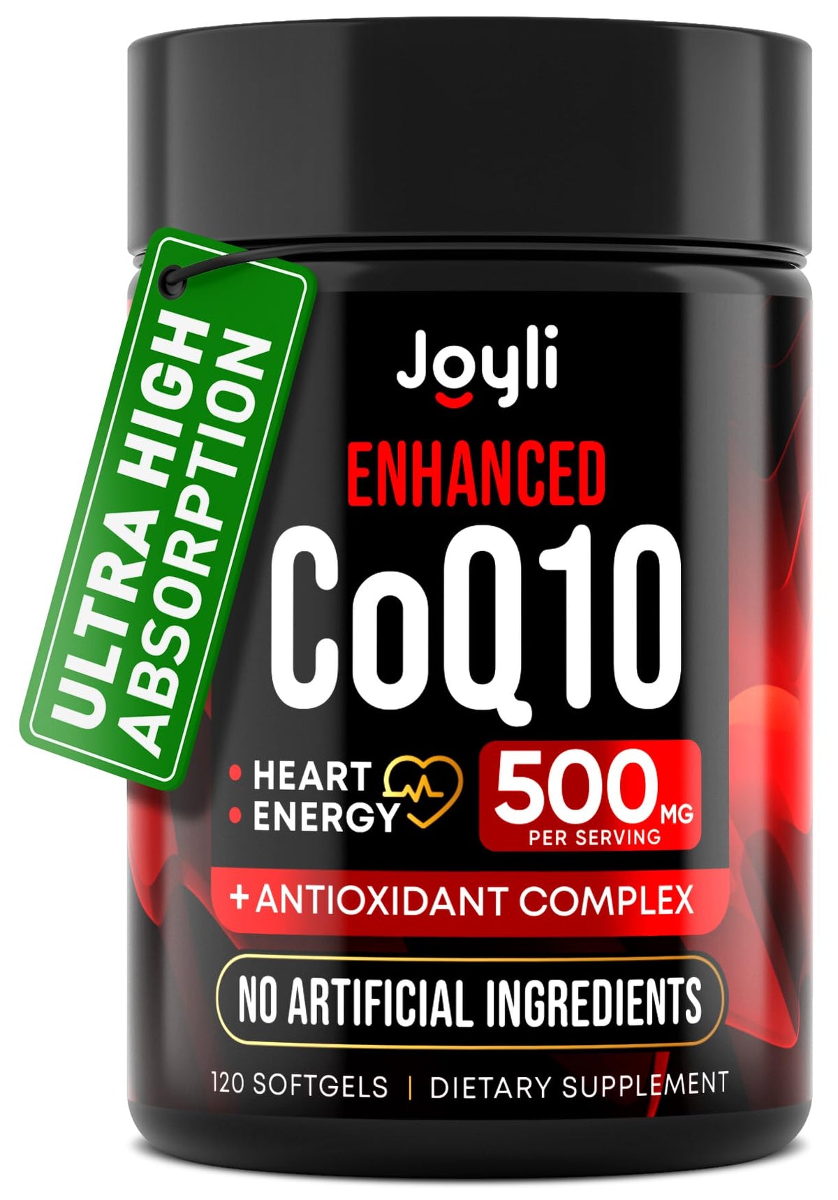 High Absorption CoQ10 500MG - Co Q 10 Supplement 120 Softgels for Heart Health&Energy