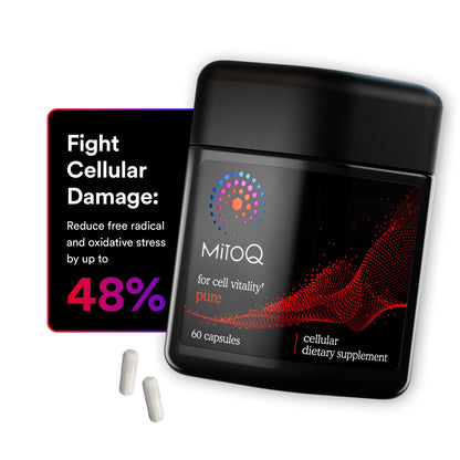 MitoQ Pure Advanced Mitochondria Supplement - Superior Bioavailability to CoQ10 - Patented Vitality Supplement for Sustained Energy, Heart Health, Metabolic Support, and Healthy Aging (60 Capsules)