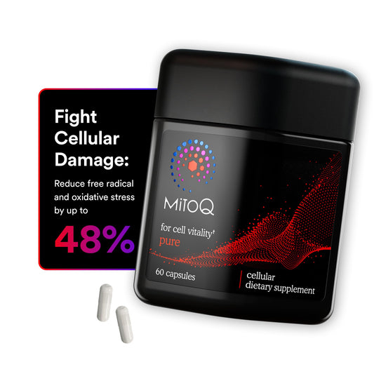 MitoQ Pure Advanced Mitochondria Supplement - Superior Bioavailability to CoQ10 - Patented Vitality Supplement for Sustained Energy, Heart Health, Metabolic Support, and Healthy Aging (60 Capsules)