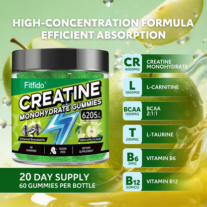 Creatine Monohydrate Gummies in Multiple Flavors – Support for Muscles, Strength & Wellbeing – Vegan, Sugar Free, 2-Pack Supplement Bundle