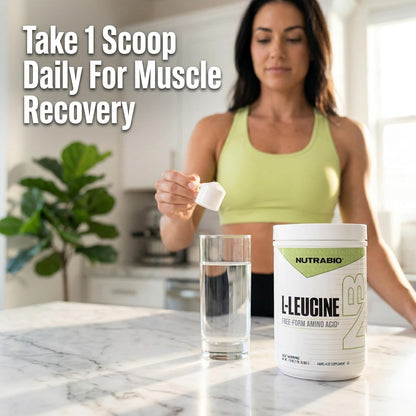 NutraBio 100% Pure L-Leucine - Muscle Recovery and Support - Naturally Fermented Free Form Amino Acid - Vegan, Non-GMO, Gluten Free - (500 Grams)