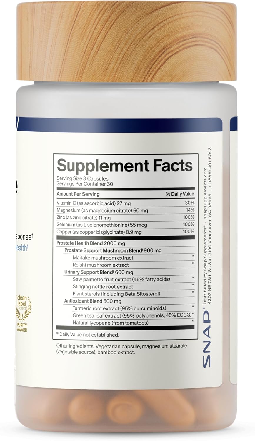 Snap Supplements Prostate Health + Nitric Oxide Booster Bundle, 90+60 Caps | Stinging Nettle, Saw Palmetto for Men, Prostate Support Supplement, Nitric Oxide Supplements for Men, L-Arginine L-Citrulline