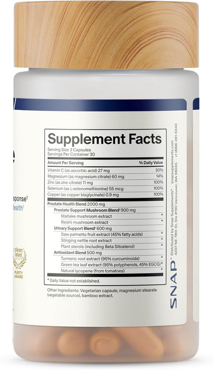 Snap Supplements Prostate Health + Nitric Oxide Booster Bundle, 90+60 Caps | Stinging Nettle, Saw Palmetto for Men, Prostate Support Supplement, Nitric Oxide Supplements for Men, L-Arginine L-Citrulline