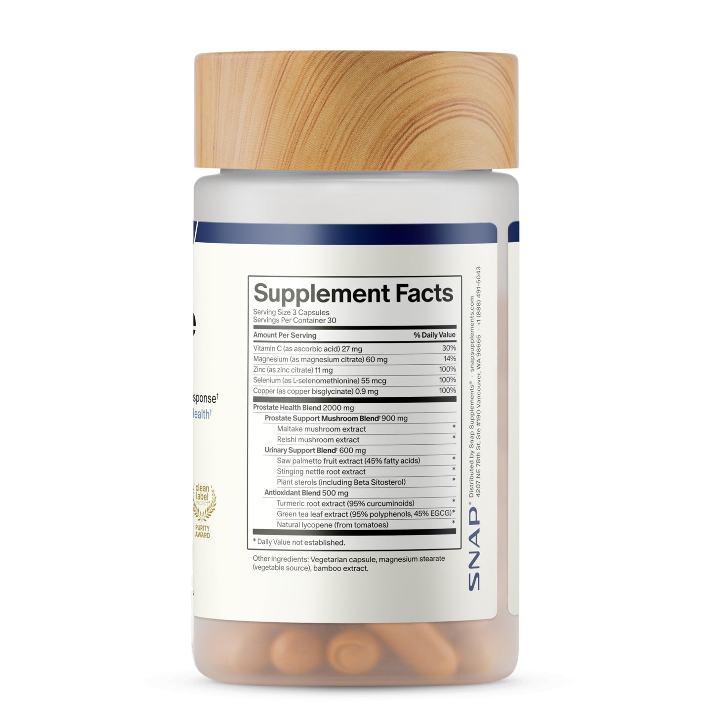 Snap Supplements Prostate Health Supplements for Men, 90 Vegan Capsules | Supports Urinary Tone and Healthy DHT Balance, Saw Palmetto for Men, Stinging Nettle, Beta-Sitosterol, Non-GMO, Gluten-Free