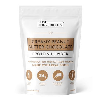 JUST INGREDIENTS Vanilla Bean Protein Powder – 20-Serving Blend with 100% Grass-Fed Whey & Organic Plant Proteins – Real Vanilla Bean & Cinnamon – Supports Muscle Recovery, Energy*