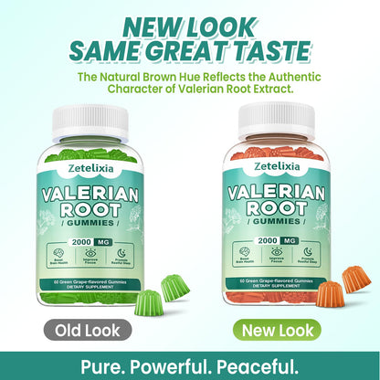 2 Pack Organic Valerian Root Gummies for Sleep, Melatonin Free, 120 Count | Natural herbal supplement for relaxation, calm and restful sleep. Vegan, non-GMO, gluten free, green grape flavor.