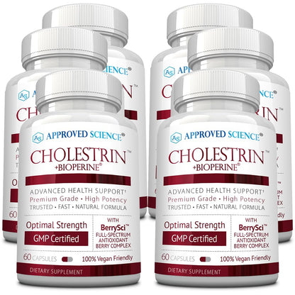 Approved Science Cholestrin - Lipid Level Support - Antioxidants, Lecithin, Berberine HCL, Berries, BioPerine - 60 Capsules - Pack of 3