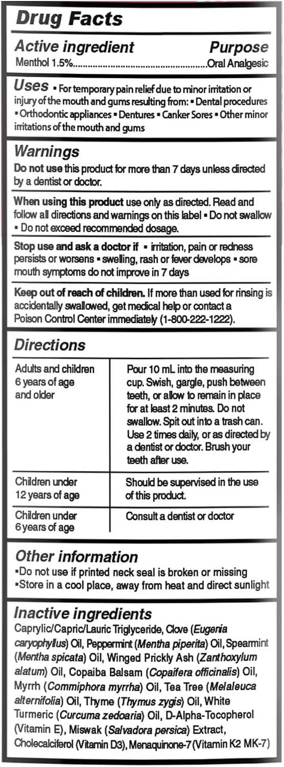 GuruNanda Oral Pain Relief Oil Pulling Mouthwash, Miswak & Clove Oil, 8oz