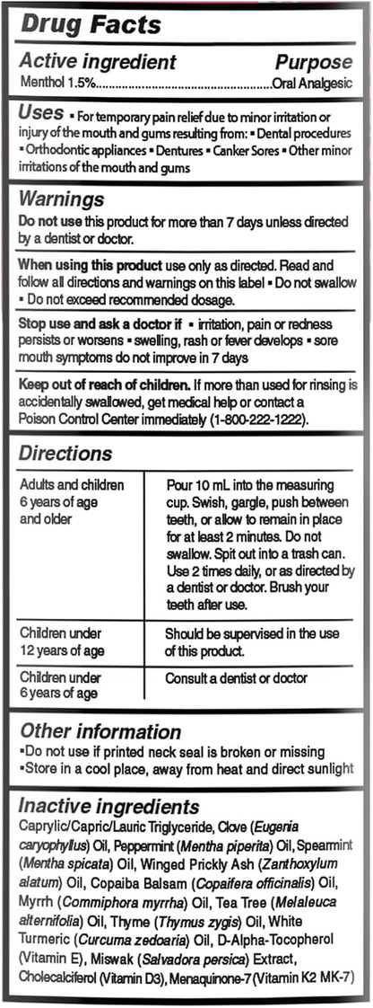 GuruNanda Oral Pain Relief Oil Pulling Mouthwash, Miswak & Clove Oil, 8oz