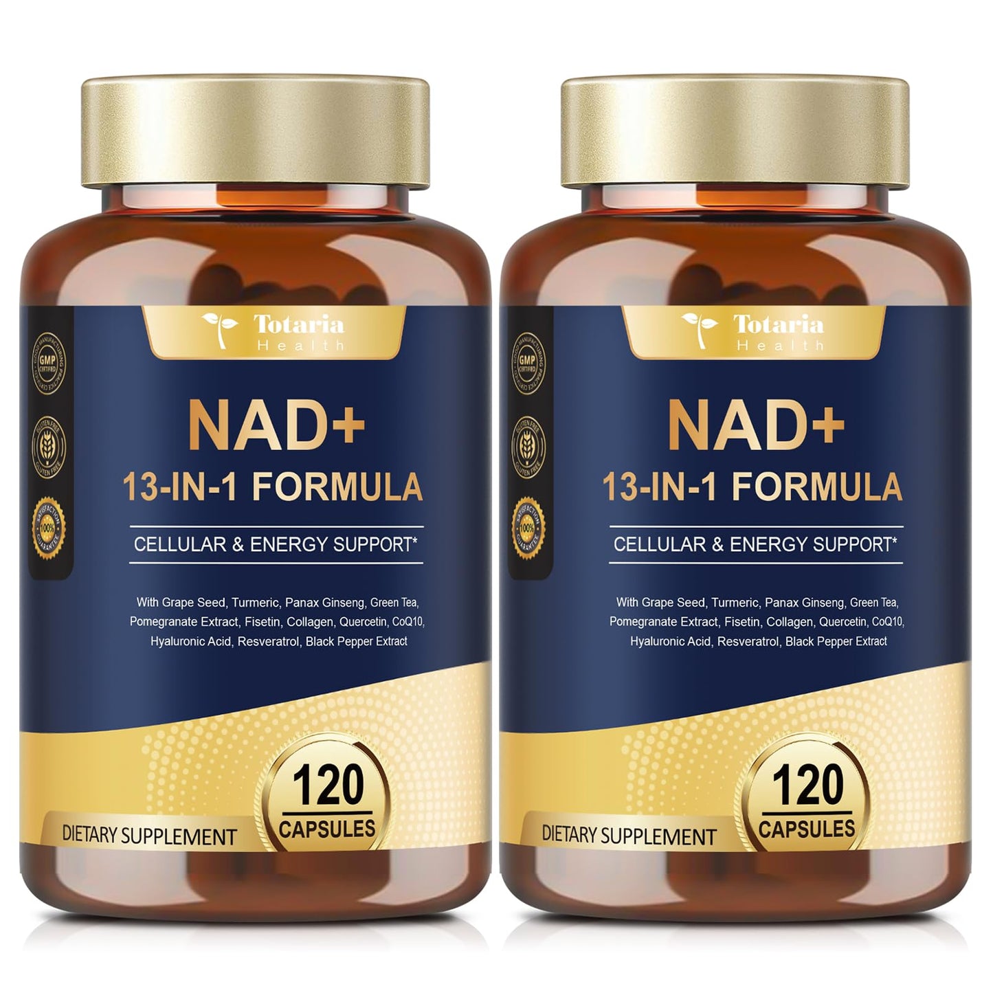 Totaria NAD Supplement for Women Men with nicotinamide riboside resveratrol,Quercetin, Betaine Boost NAD+ Levels NAD Plus Supplement for Anti Aging, Energy, Immune, Focus 120 Capsules