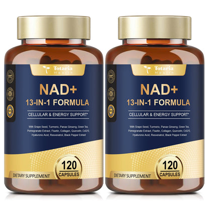 Totaria NAD Supplement for Women Men with nicotinamide riboside resveratrol,Quercetin, Betaine Boost NAD+ Levels NAD Plus Supplement for Anti Aging, Energy, Immune, Focus 120 Capsules