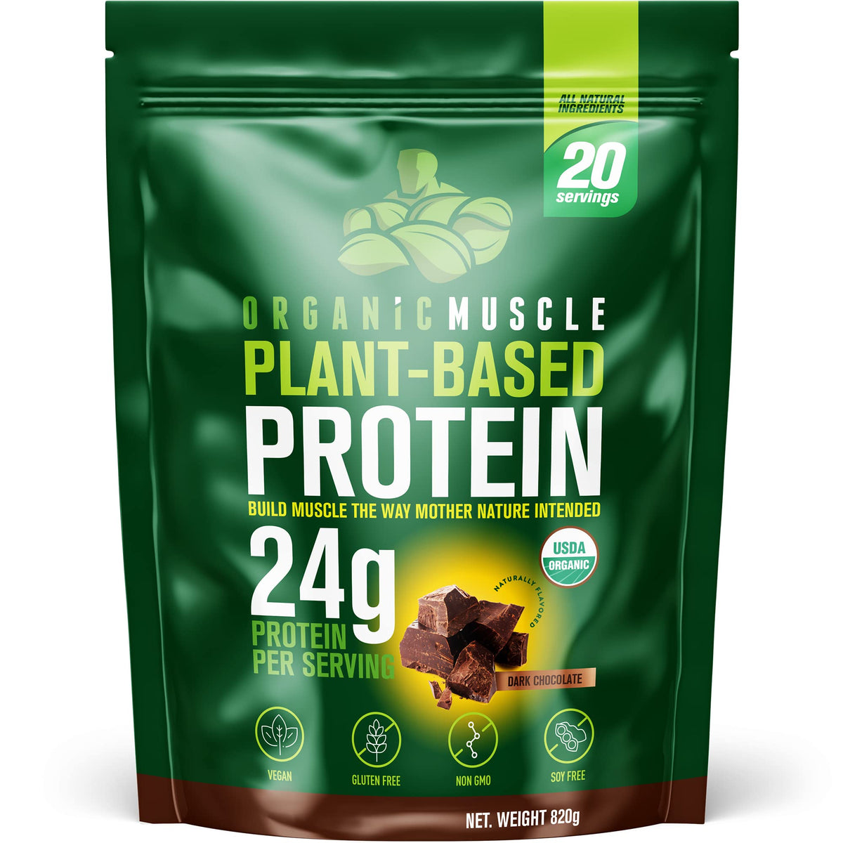 Organic Vegan Protein Powder - Plant Based Chocolate Protein Powder with Pea, Hemp