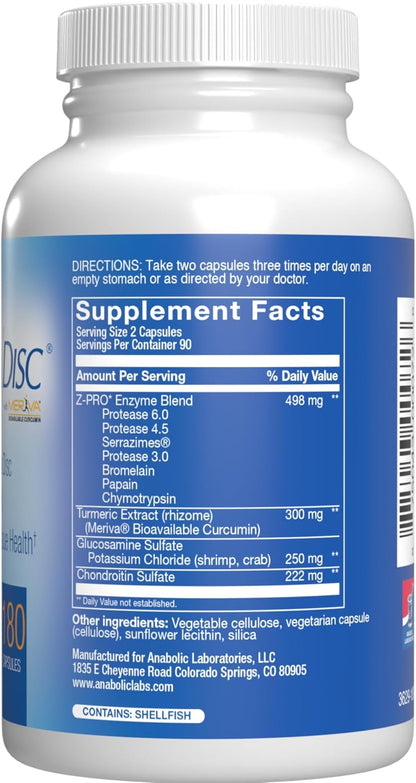 Nutra Disc & Joint Support Supplement - Clinically Formulated Restorative Cartilage Ligament and Tendon Supplement with Patented Meriva Curcumin & Glucosamine and Chondroitin for Adults - 90 Servings