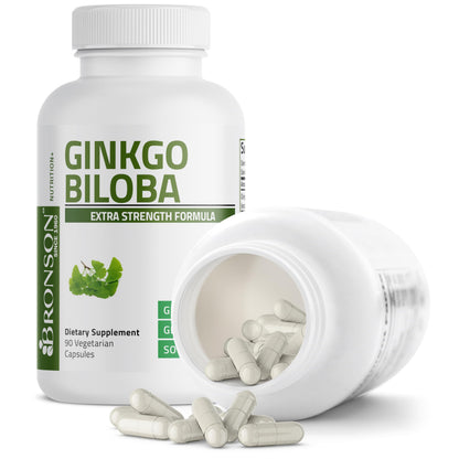 Bronson Ginkgo Biloba Extra Strength Brain & Memory Support 120 Capsules | Vegetarian, Non-GMO, Gluten Free, Soy Free, Memory, Cognitive & Brain Health Support