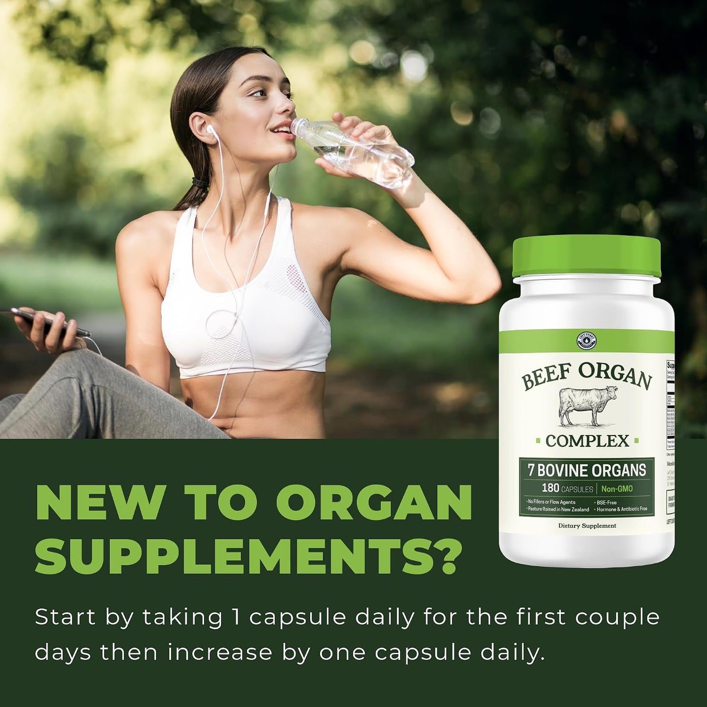 Left Coast Performance Grass Fed Beef Organ Supplement + Bovine Blood and Beef Liver Supplement - 100% Grass Fed, New Zealand Pasture Raised - No Fillers, Hormone & Antibiotic Free