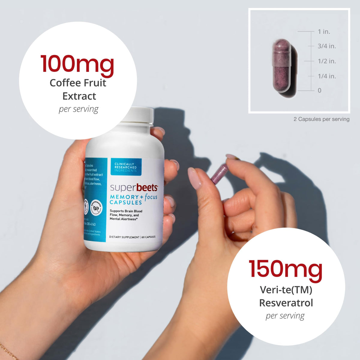 humanN SuperBeets Memory & Focus Brain Supplement Capsules – Mental Alertness
