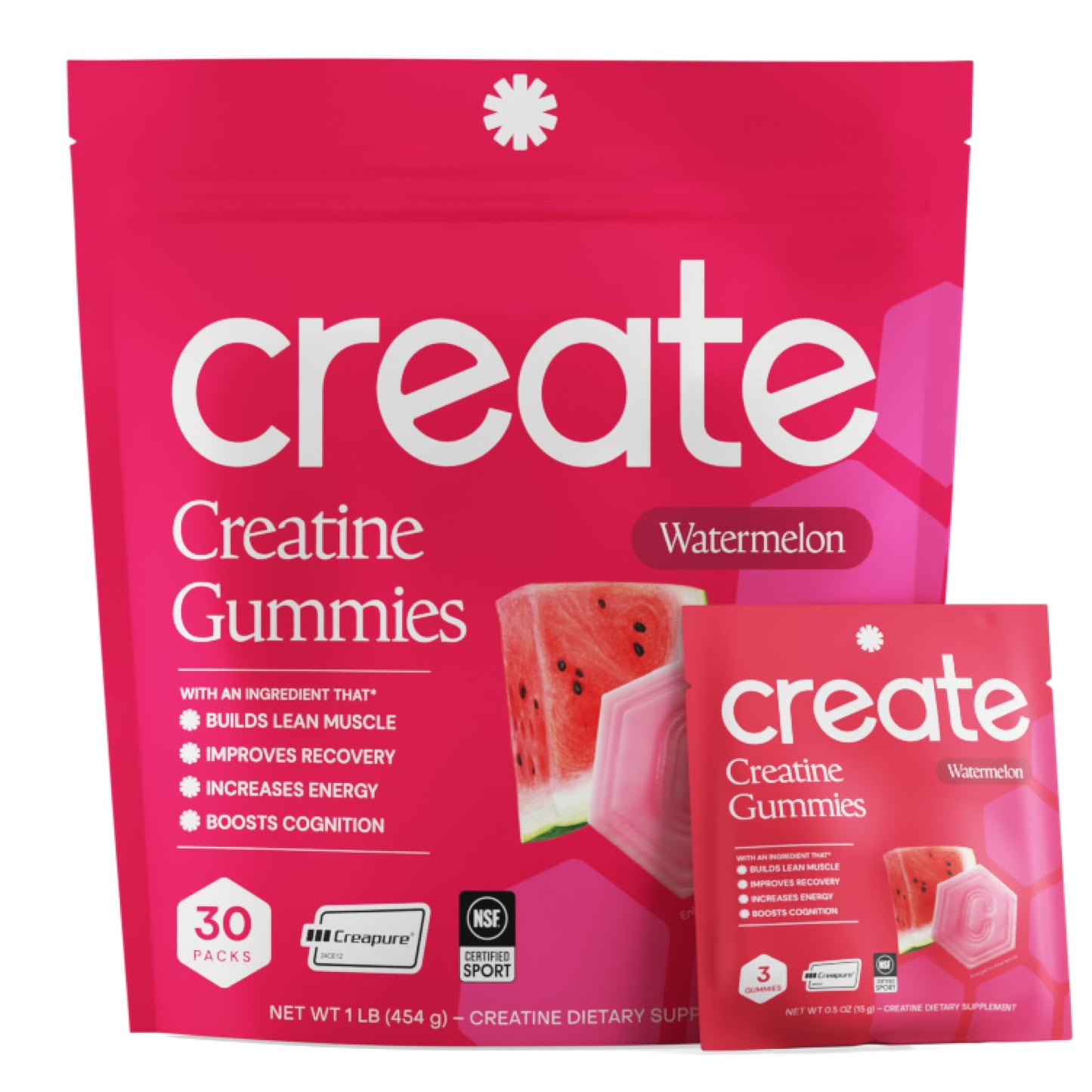 Create Creatine Gummies – Single-Serve Packs – 30ct – Variety Pack | NSF Certified for Sport – Made with Creatine Monohydrate, Vegan & Gluten-Free, Anti-Melting Formula, 3 Gummies per Pack