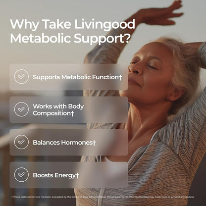 Livingood Daily Metabolism Booster for Women & Men, Metabolic Support (120 Vegetarian Capsules) - Metabolism Boost Supplement Supports Digestive & Heart Health - Non-GMO, Gluten-Free, & Vegan