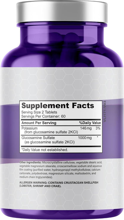 PLANT.O NUTRITION Glucosamine Sulfate with Potassium | Strong Joint Support Supplement | Supports Cartilage and Connective Tissues | Aids Knee and Bone Structure | 120 Tablets