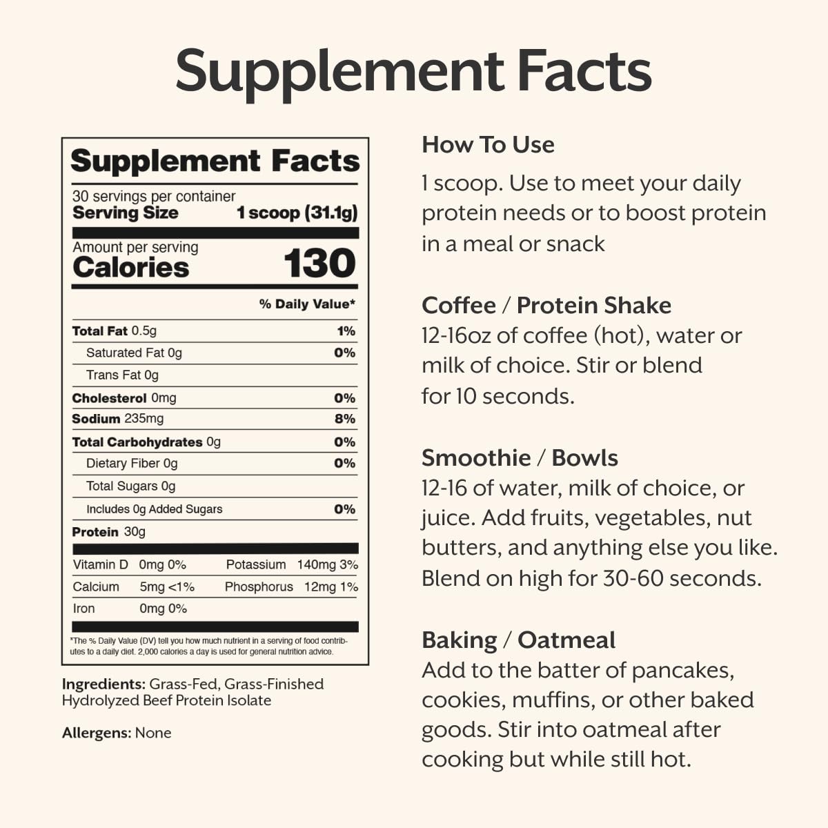 ProMix Nutrition Grass-fed Beef Protein Isolate - Unflavored - 30 Servings
