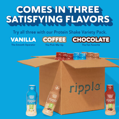 Ripple Vegan Protein Shake Variety Pack| 20g Nutritious Plant Based Pea Protein