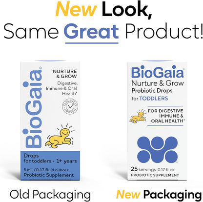 BioGaia Nurture & Grow Toddler Probiotic Drops | Gut, Immune & Oral Health | Age 1+ | Digestive Health & Regularity | Immune Support | Promotes Respiratory & Oral Health | Easy-to-use drops | 5mL