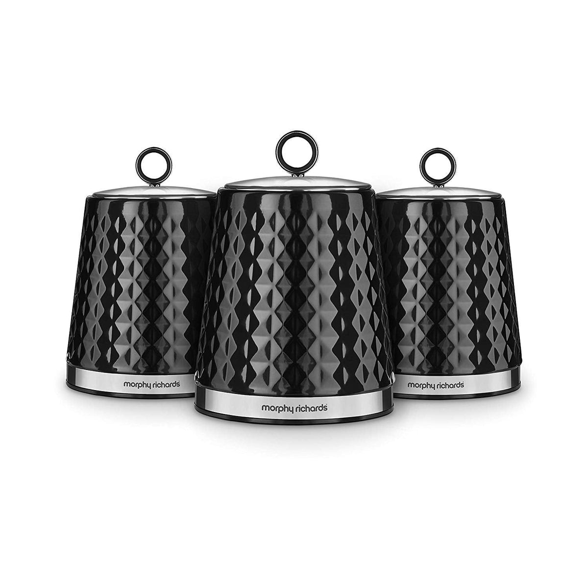 Morphy Richards 978053 Dimensions Set of 3 Round Kitchen Storage Canisters, Black
