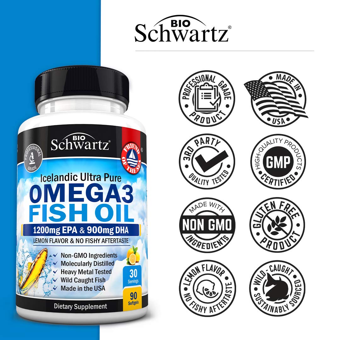 Omega 3 Fish Oil Supplement - 1200mg EPA and 900mg DHA Fatty Acid Per Serving