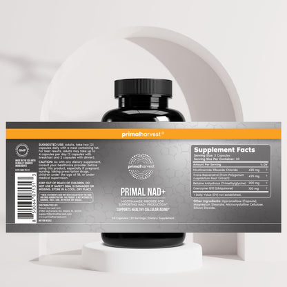 Primal Harvest NAD+ - Daily Vegan Supplement, Gluten & Dairy Free