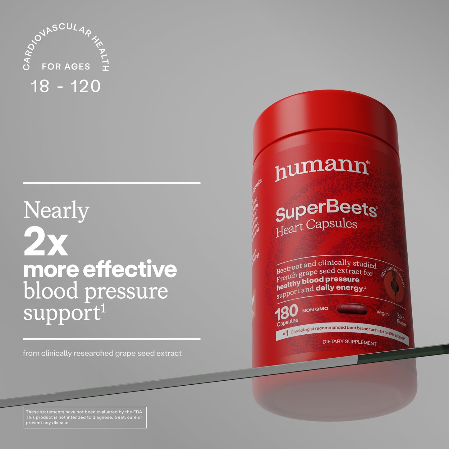 Humann SuperBeets Beet Root Capsules Quick Release 1000mg, Helps Support Nitric Oxide Production, Blood Pressure Support, Heart Health, Contains Non-GMO Beetroot Powder, Studied Antioxidants, 90 Count