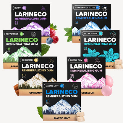 Larineco Remineralizing Gum with Nano Hydroxyapatite & Xylitol – Sugar-Free Xylitol Gum – Plastic-Free, Dye-Free, Aspartame-Free – Natural Base – 36 Pieces, Mastic Mint